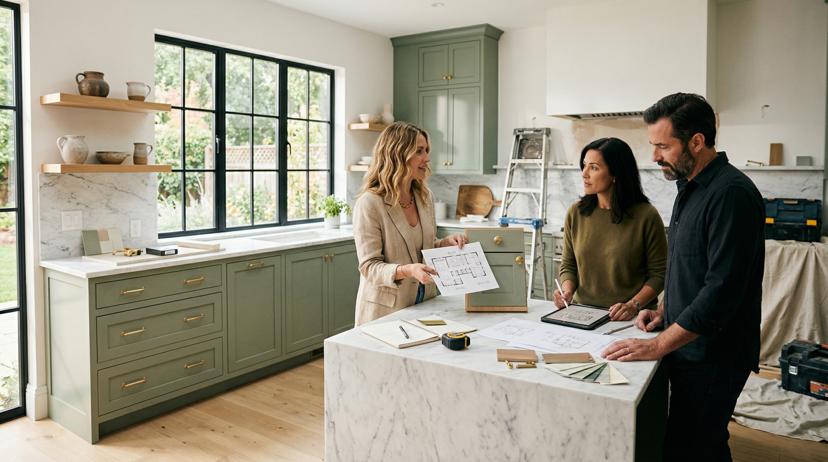 Small kitchen redesigned with brighter cabinetry and improved layout using AI visualization