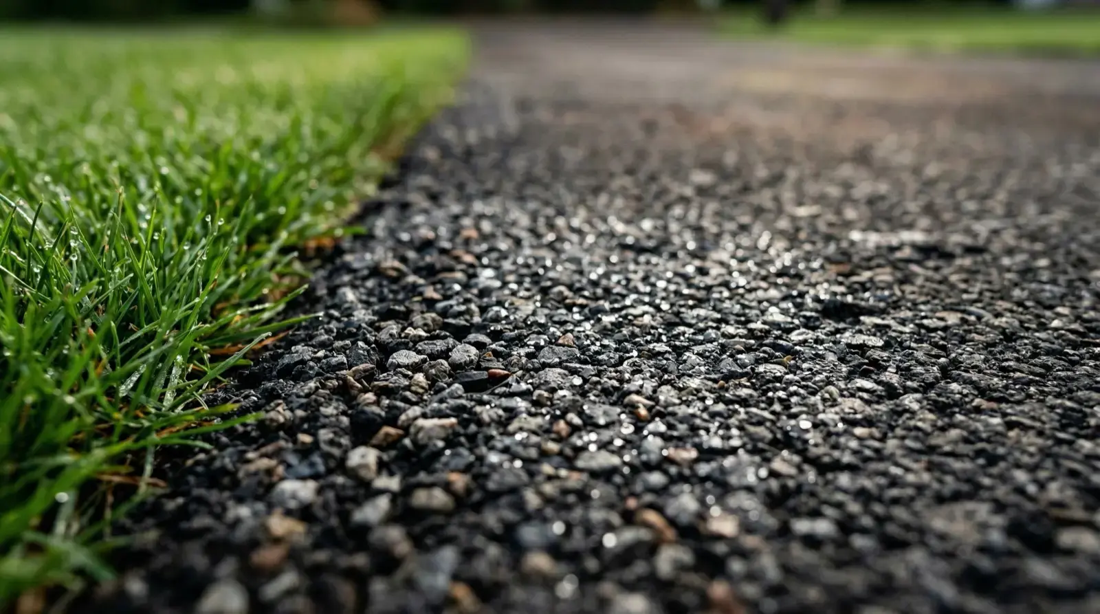 Modern driveway apron detail with asphalt or concrete