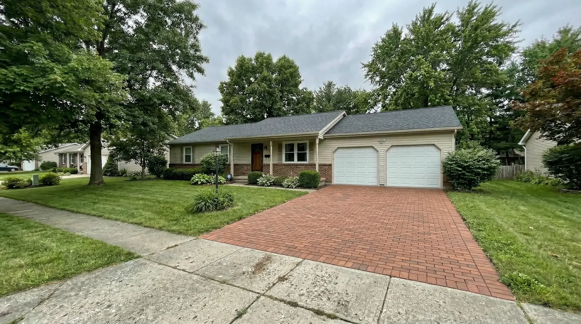 Brick driveway after AI rendering
